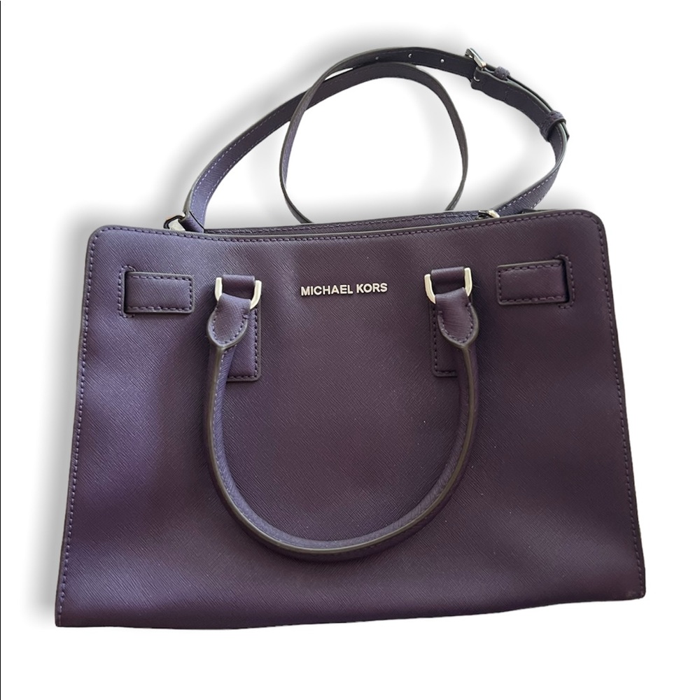 Michael Kors purple purse, handbag with straps